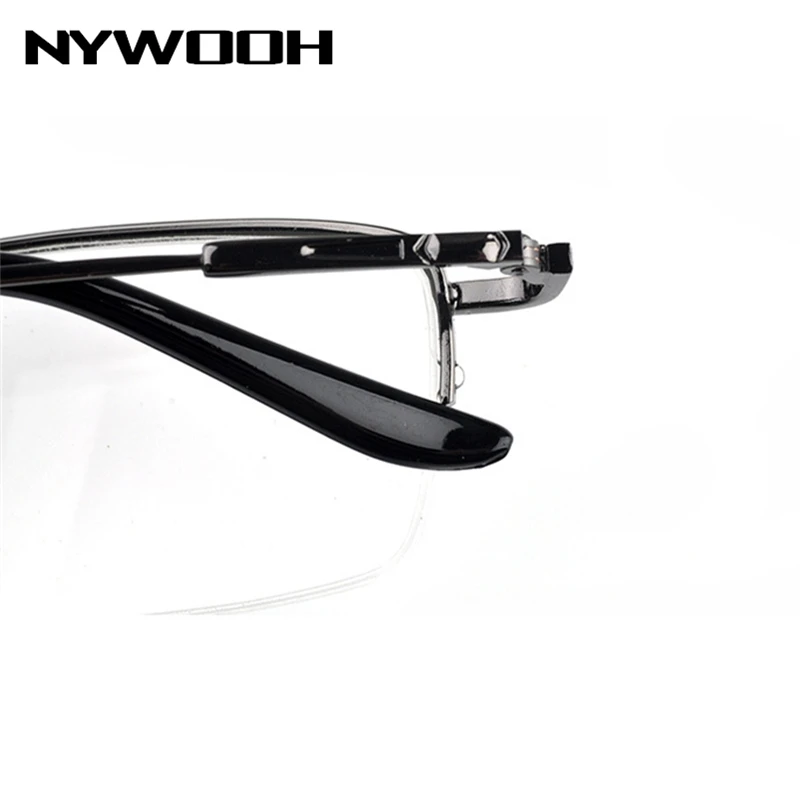 NYWOOH очки для близорукости, мужские очки с полуоправой, металлические студенческие близорукие очки, ультралегкие очки для близоруких-1,0-6,0
