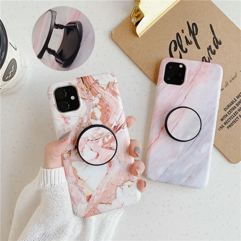Роскошный Мраморный чехол-подставка для телефона для iPhone 7 8 Plus X 6 6S Plus, мягкий силиконовый чехол для iPhone XR XS Max 11 Pro Max Cover