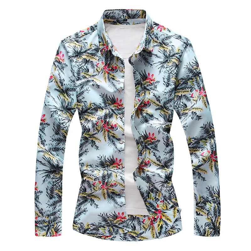

Men Long Sleeve Flower Loose Japanese Streetwear Fashion Spring Autumn 2020 Floral Casual Shirts Plus Asian Size M-5XL