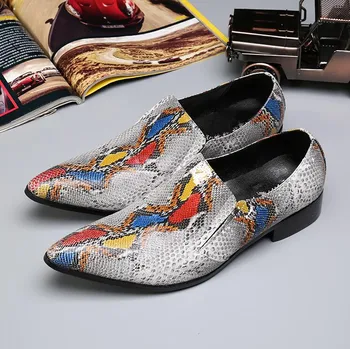 

Leather Formal Business Genuine Men Oxfords Shoes Wedding Party Shoes Flats Pointed Toe Comfortable Office Slip-on shoes