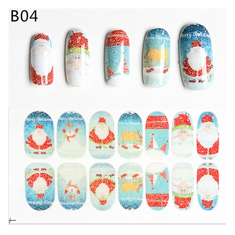 RBAN обертки для ногтей рождественские наклейки украшения для ногтей Санта-елка Снежинки наклейки аксессуары для маникюра кончиков ногтей инструмент - Цвет: S08264