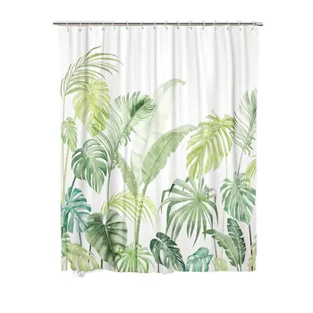 

Nordic Style Tropical Palm Banana Leaf Bathroom Shower Curtain Polyester Fabric Waterproof And Anti-Wrinkle Shower Curtain