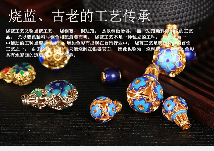 Медный жареный синий Cloisonne Тибетский Т-разъем головы Будды аксессуары DIY луна и звезды Будда бусины браслеты Bluing T-con