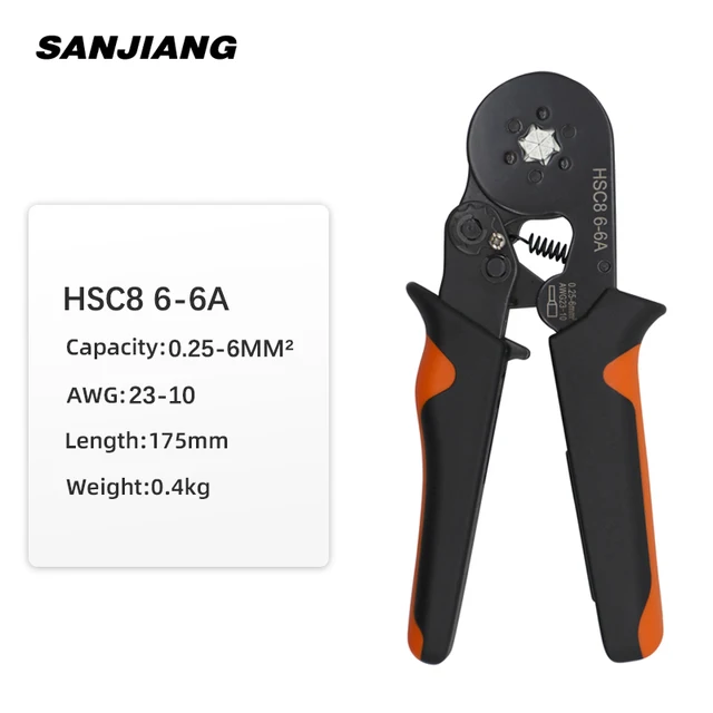 HSC8 6-4 1800PCS Tubular Terminal Crimper kit 0.08-10mm² 25-7AWG Electrical Crimping Pliers alicate crimpador Hand Tools Set HSC8 6-6A