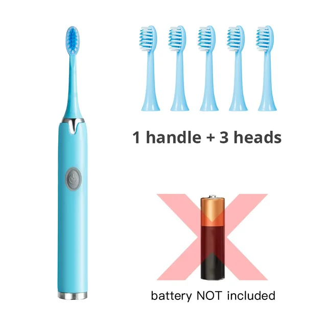 Ultrasonic Electric Toothbrush Wireless Charging for Adult IPX7 Waterproof Replacement Heads Whitening Teeth Timer Smart Brush 6 Heads BU Battery