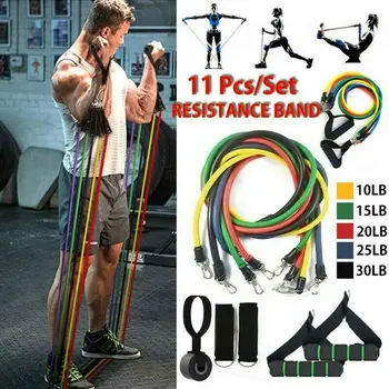 

11pcs Resistance Trainer Set Exercise Fitness Tube Gym Workout Bands Strength