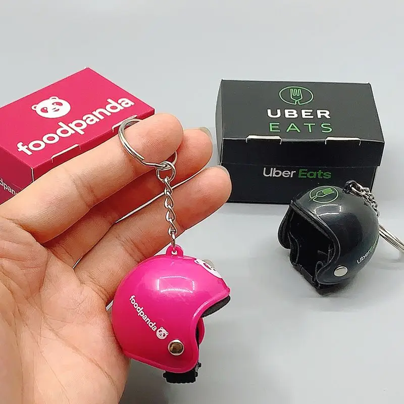 Boxed Taiwan Uber Eats Take out Helmet Keychain Panda Face Helmet 