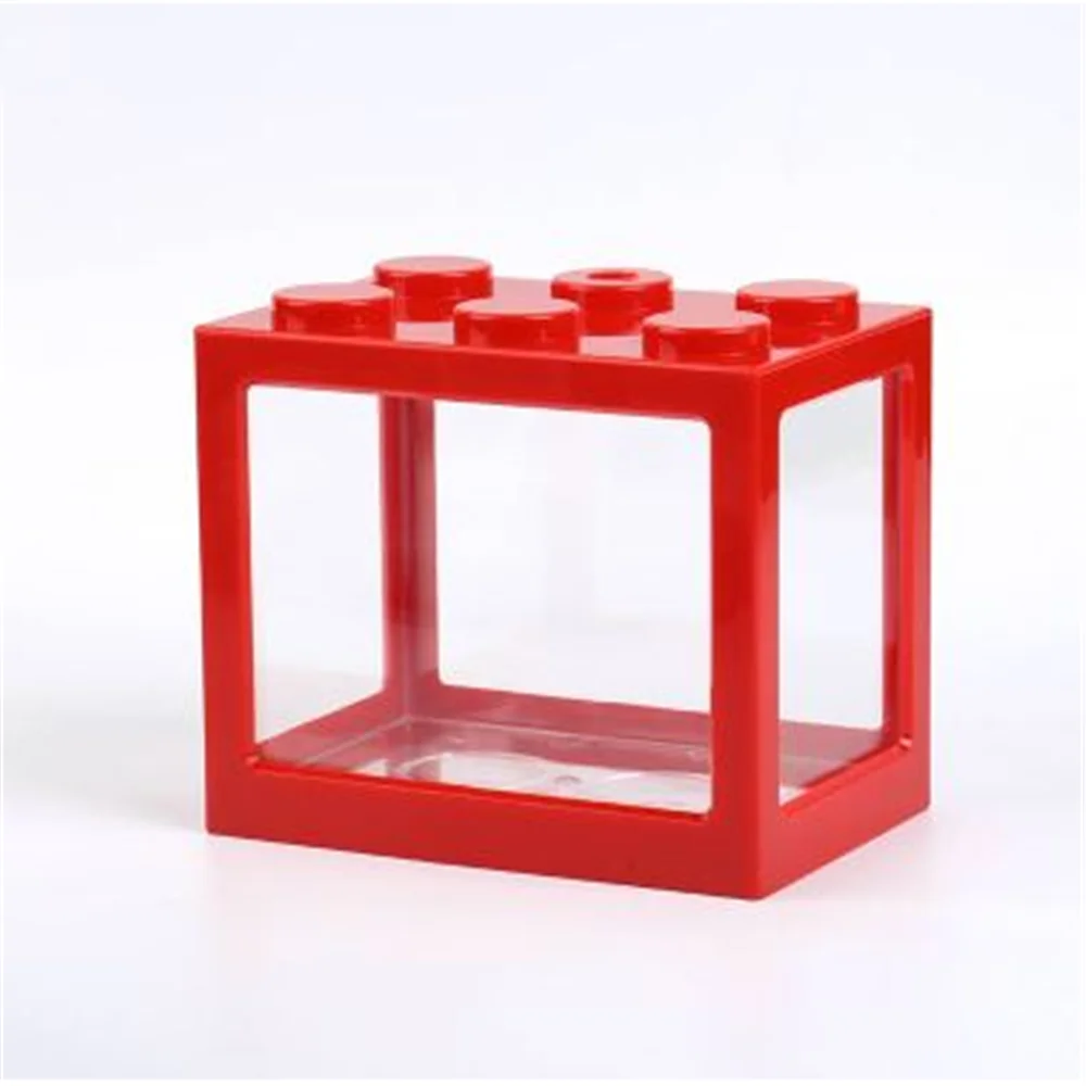 8 Colors Rectangle Mini Aquarium Fish Tank Home Office Tea Table Decoration Small Building Block Fish Tank Eco Tank Accessories (1)