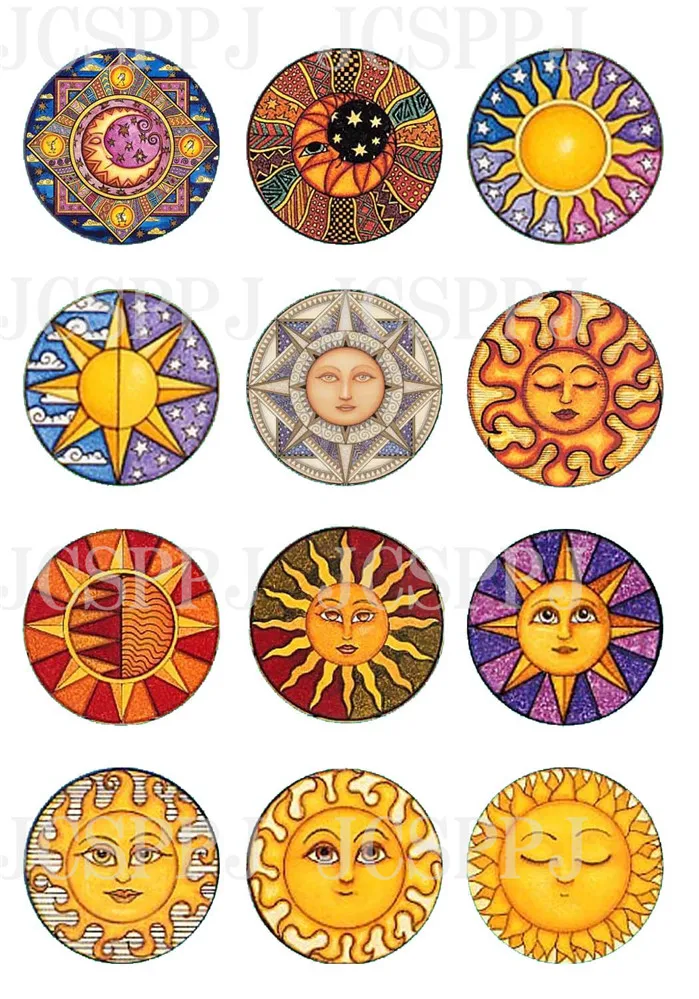 Водонепроницаемые украшения из стекла печатные модели sun moon размером 8 ~ 40 мм