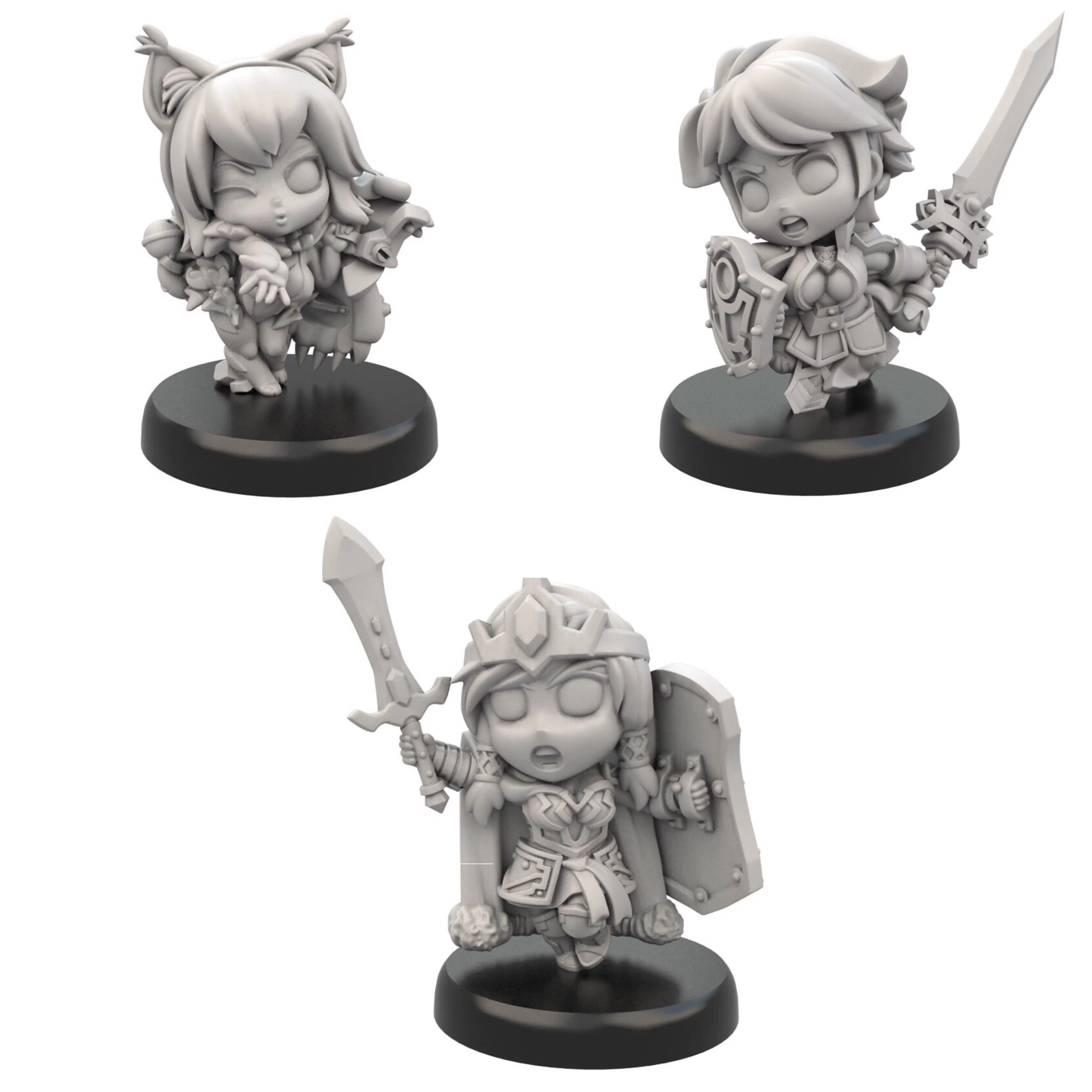 25mm Base , Resin Model Figure GK , 3 Figure , Unassembled and unpainted kit