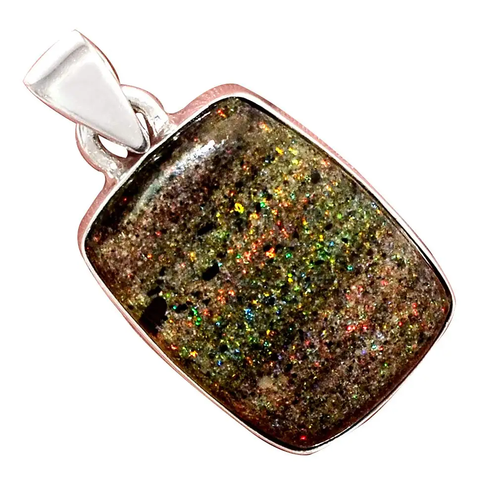 

Genuine BLACK MATRIX OPAL Pendant 925 Sterling Silver, 32.3 mm, AP6545