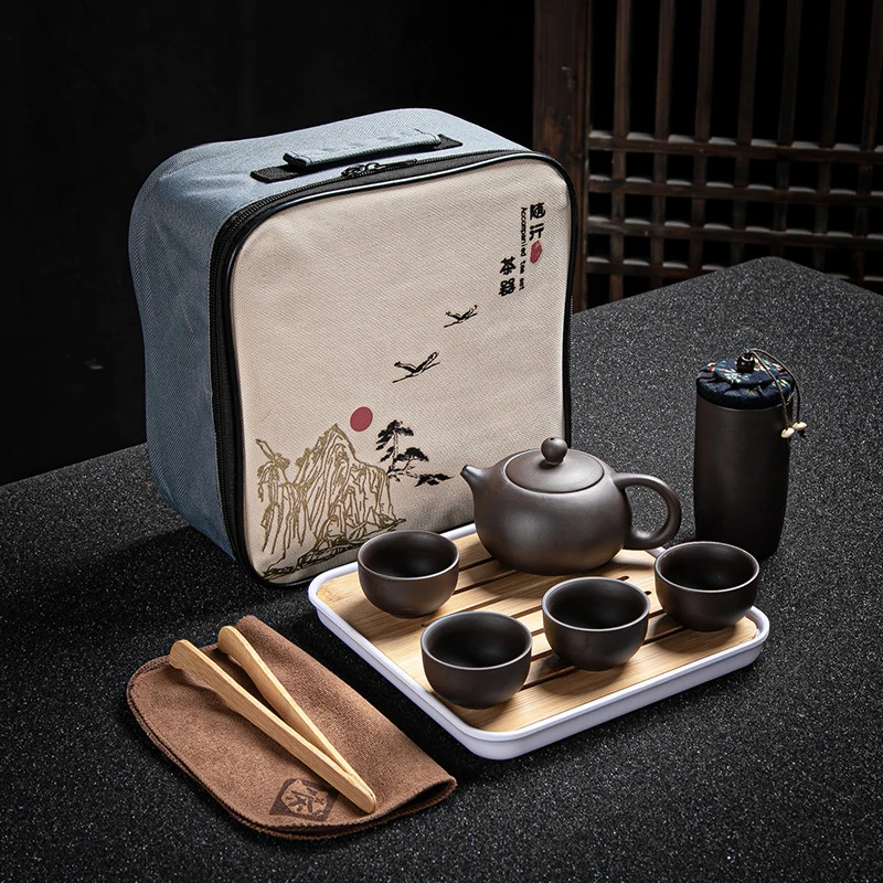 Purple Clay Travel Tea Set Yixing Teapot Drinkware Tea Cup Tureen Infuser Chinese Ceremony Outdoor/Home Teaware Sets tea set