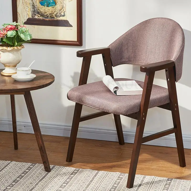 Solid Wood Chair Home Dining Office Computer Leisure Back Desk Nordic Minimalist Living Room |