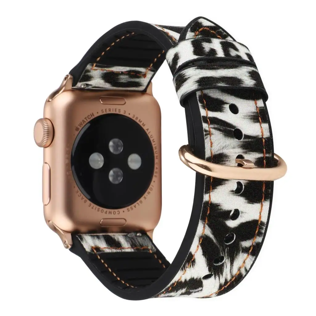 Ремешок для часов apple Watch series 4 5 ремешок для apple watch силиконовый ремешок с леопардовым принтом 42 38 40 44 мм аксессуары для умных часов