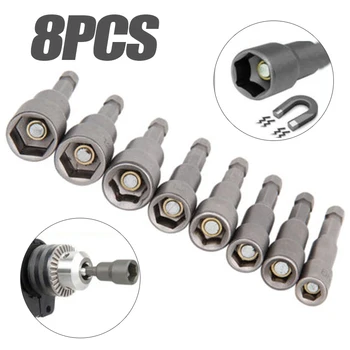 

8Pieces Nut Driver Drill Bit Set Socket Driver Bit Metric Socket Hex Shank Impact Drill Bit Adapter Power Tool 6mm-13mm