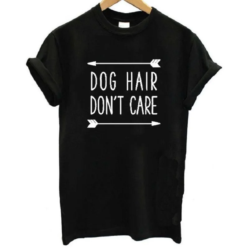 Собака Hair Don't Care &quotфутболка с буквенным принтом Для женщин короткий рукав