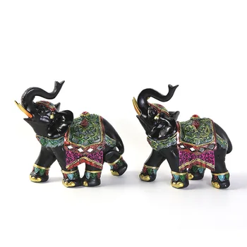 

VINTAGE THAI BLACK ELEPHANT SCULPTURE FIGURINE RESIN MODERN ART FIGURINE ORNAMENT HOME DECORATION ACCESSORIES DESKTOP DECOR