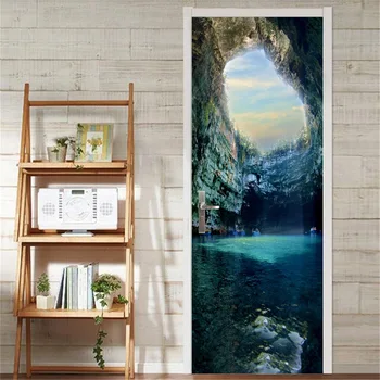 

Creative 3D Door Stickers PVC Waterproof Renovation Ice Cave Mural Self Adhesive Print Artwork Picture DIY Home Decoration Decal