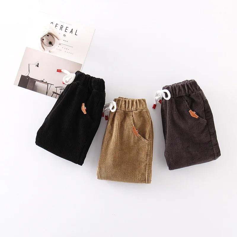 BOY'S Pants Spring And Autumn New Style Korean-style Children Corduroy Three-Color Casual Pants Baby Handsome Trousers Fash