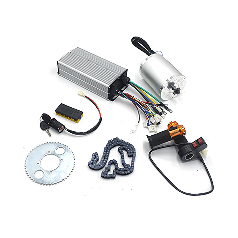 1Set Electric Motor 72V 3000W, Brushless Motor Controller 48V- 72V 50A, Reverse Twist Throttle, Power Ignition Lock Scooter Kit - Цвет: 72V 3000W no foot