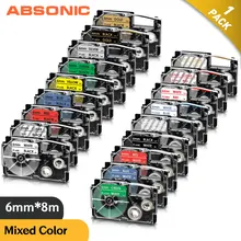 Absonic multi cores etiquetas fitas compatíveis para casio rótulo fabricante XR-6X xr6we XR-6RD xr 6yw XR-6B XR-6GN para KL-60 KL-7400 kl120