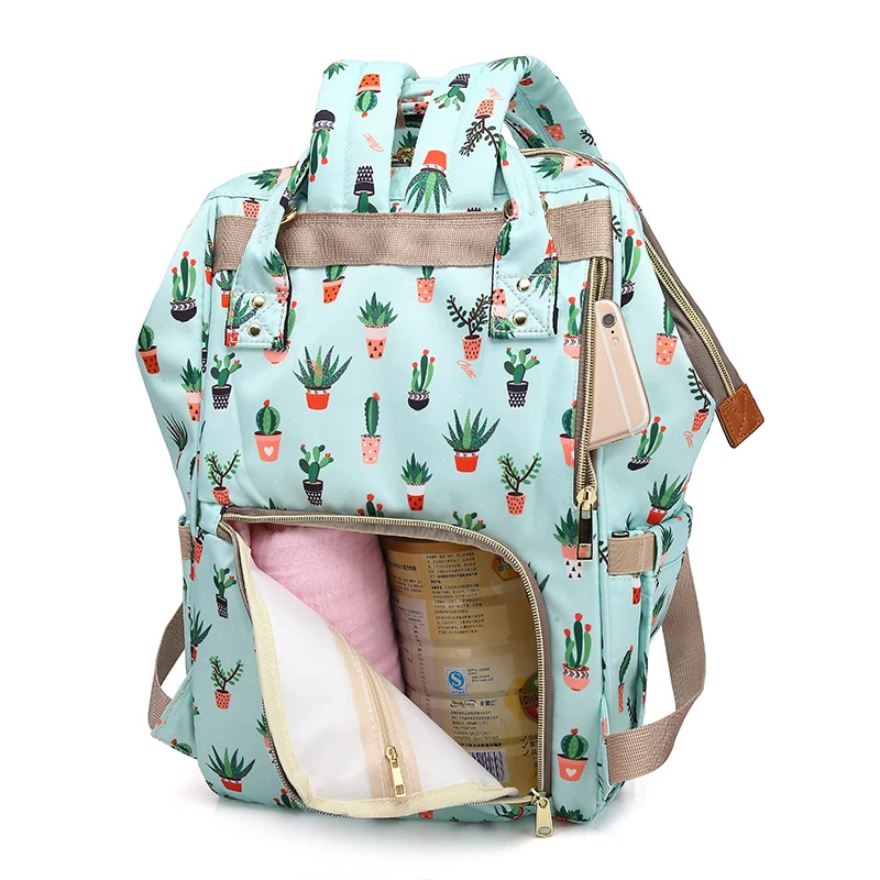 Рюкзак для мам, висящий на колесиках, пеленки, рюкзаки для ухода за ребенком, Сумка с рисунком кактуса, сумка для мам, подгузник, рюкзак, mochilas mujer