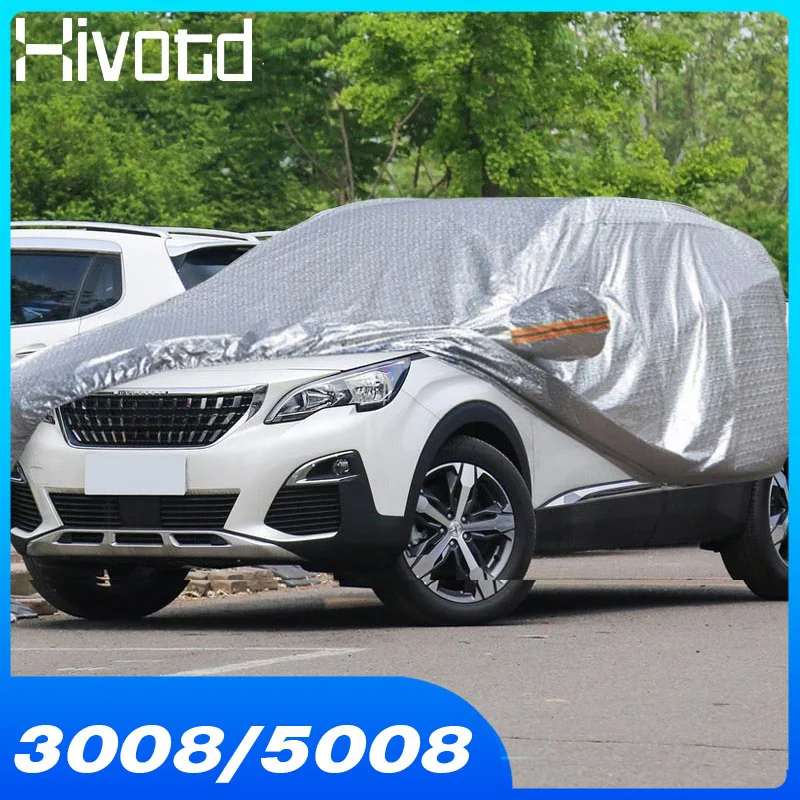 

Hivotd For Peugeot 3008 GT/ 5008 GT 2019 Accessories Car Cover Aluminum film Outdoor Waterproof Sun Snow Dust protection Cover