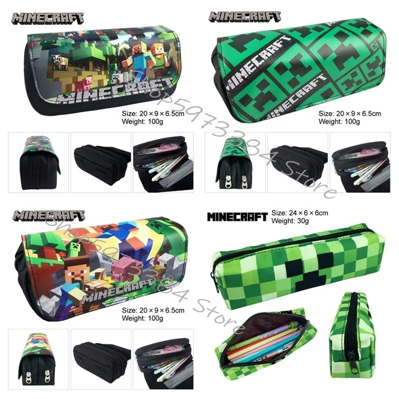 Minecrafted Large Capacity Pencil-Case Kawaii Pencilcase School Pen Case Supplies Pencil Bag School Box Pencils Pouch Stationery