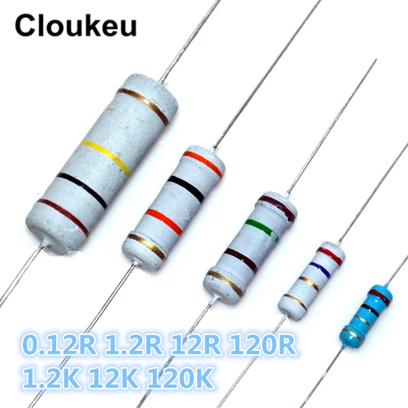 1/8 Вт 1/4 1/2 1 2 3 5 1% 5% Сопротивление цветного кольца 0.12R 1.2R 12R 120R K 12K 120K Ом |