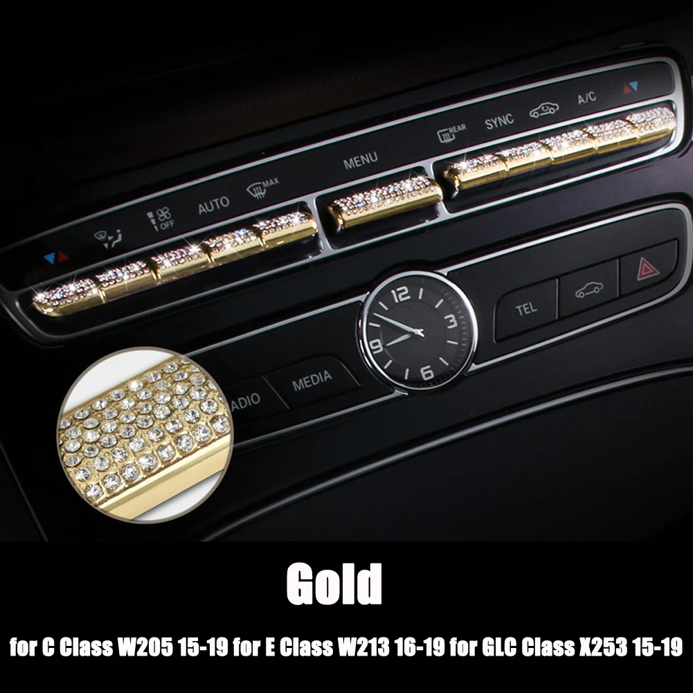 For Mercedes Benz C E GLC Class W205 W213 X253 Car Accessories Interior Center Control Air Condition Buttons Diamond Cover Trim For Mercedes Benz C E GLC Class W205 W213 X253 Car Accessories Interior Center Control Air Condition Buttons Diamond Cover Trim