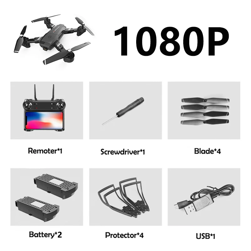 Global Drone 4K Дроны с WiFi FPV 4 K/720 P двойная камера оптический поток Квадрокоптер складной селфи Дрон VS XS816 SG106 M70 E520 - Color: BK 1080P 2B