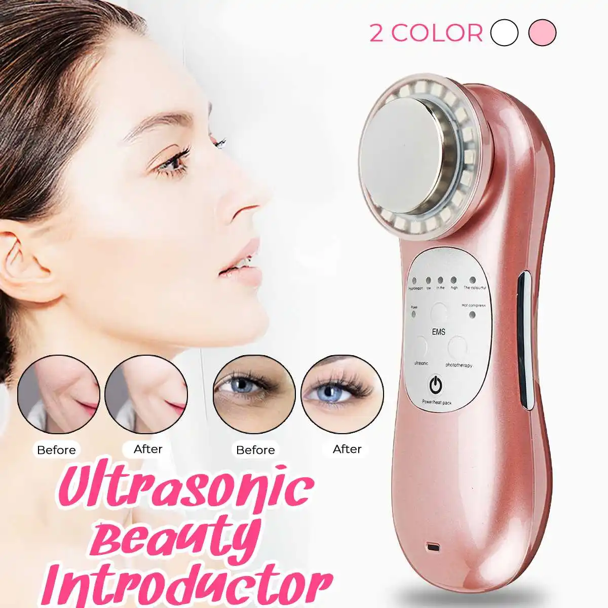 

Ultrasonic LED Light Photon Face Massager Adjustable Facial Care Instrument Eye Fatigue Relief Dark Circle Remover Deep Cleaning