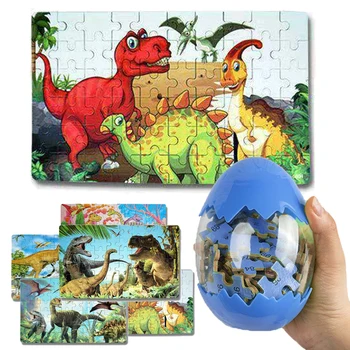60Pcs Wooden Puzzles Dinosaur Toys Big Dinosaur Egg Packaging Puzzle Jigsaw Board Animal 3D Puzzle Educational Toys Kids Gifts 1