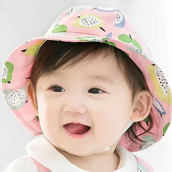 

2020 Summer Flower Print Baby Hat Kids Girls Floral Cute Cap Sun Bucket Hats