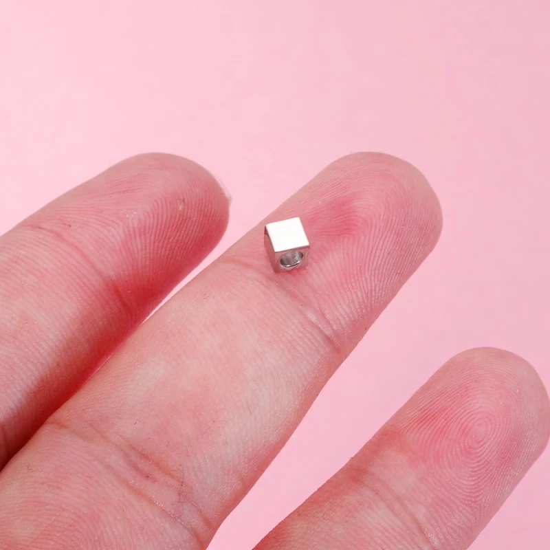 

Stainless Steel Square Beads For DIY Making Necklaces Bracelets Connector Jewelry Metal 4mm 3mm Hole Square Beads 20pcs