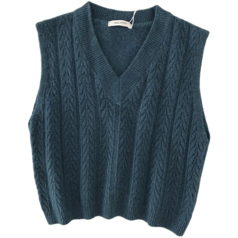 gkfnmt V-neck knitted vest women's sweater autumn and winter new Korean loose wild sweater vest sleeveless sweater 2021 5