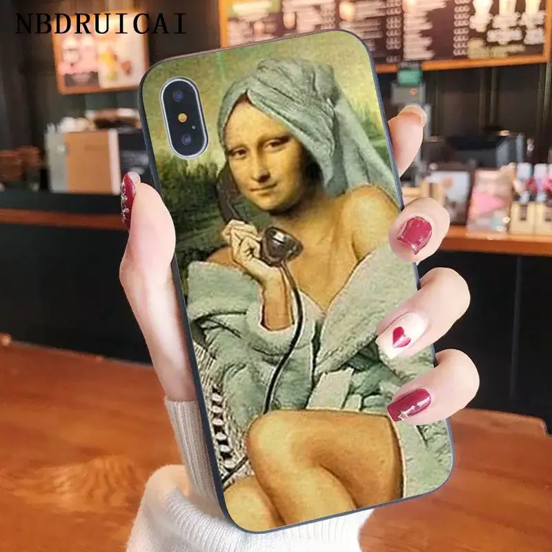 Fun5S Funny Cartoon Phone Case Leonardo da Vinci Mona Lisa Pat Cat