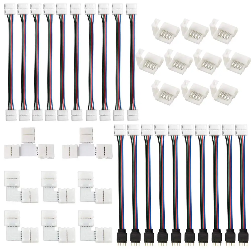 10 мм 4pin 5050 RGB Светодиодная лента без пайки комплект коннекторов-включает в себя 2х