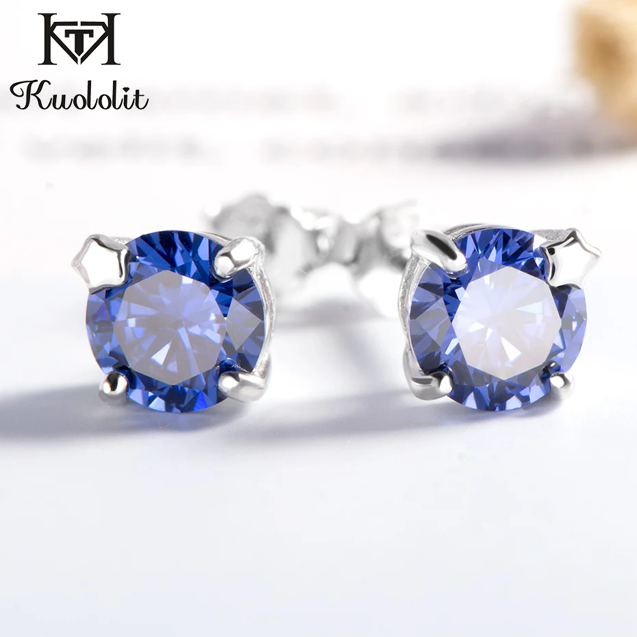 Tanzanite Серьги-гвоздики с драгоценным камнем kuolit Diaspore Zultanite для женщин, однотонные 925 пробы серебряные цветные серьги для помолвки, хорошее ювелирное изделие - Цвет камня: Tanzanite