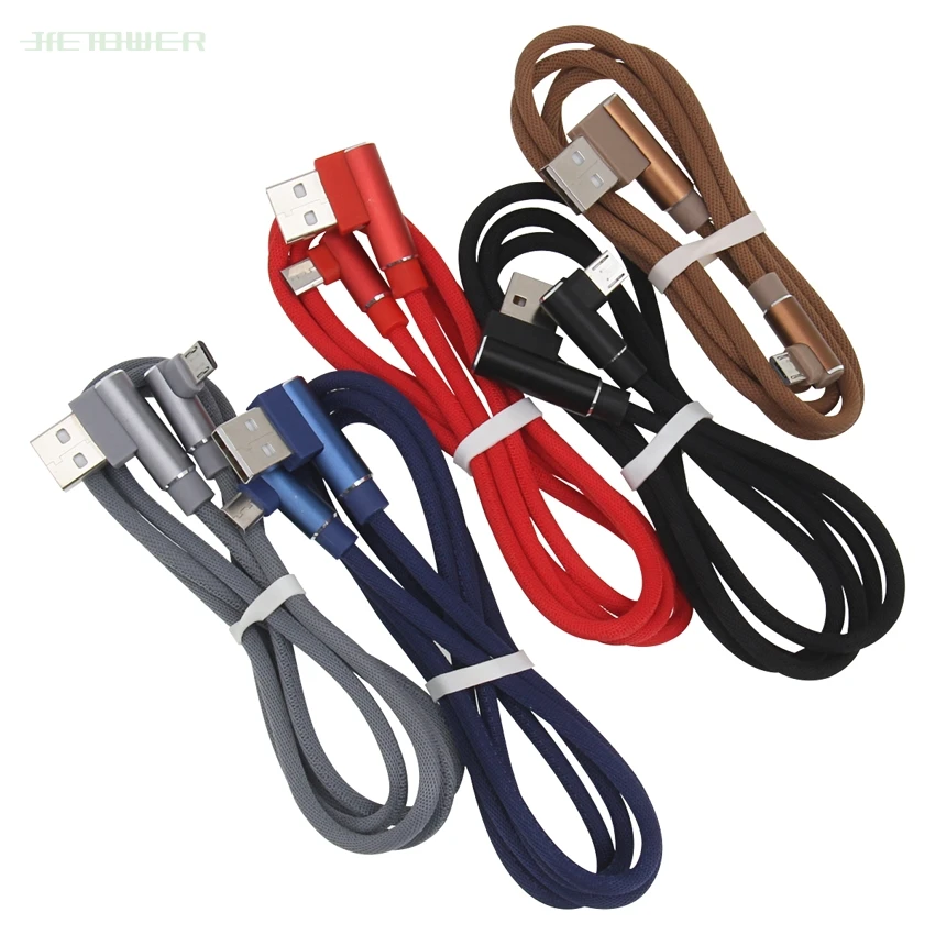 300 шт./лот 2 стороны 90 градусов кабель Micro USB тканевый USB кабель для Iphone 6 7 8 X samsung Note5 sony C5 Xiaomi Mi4