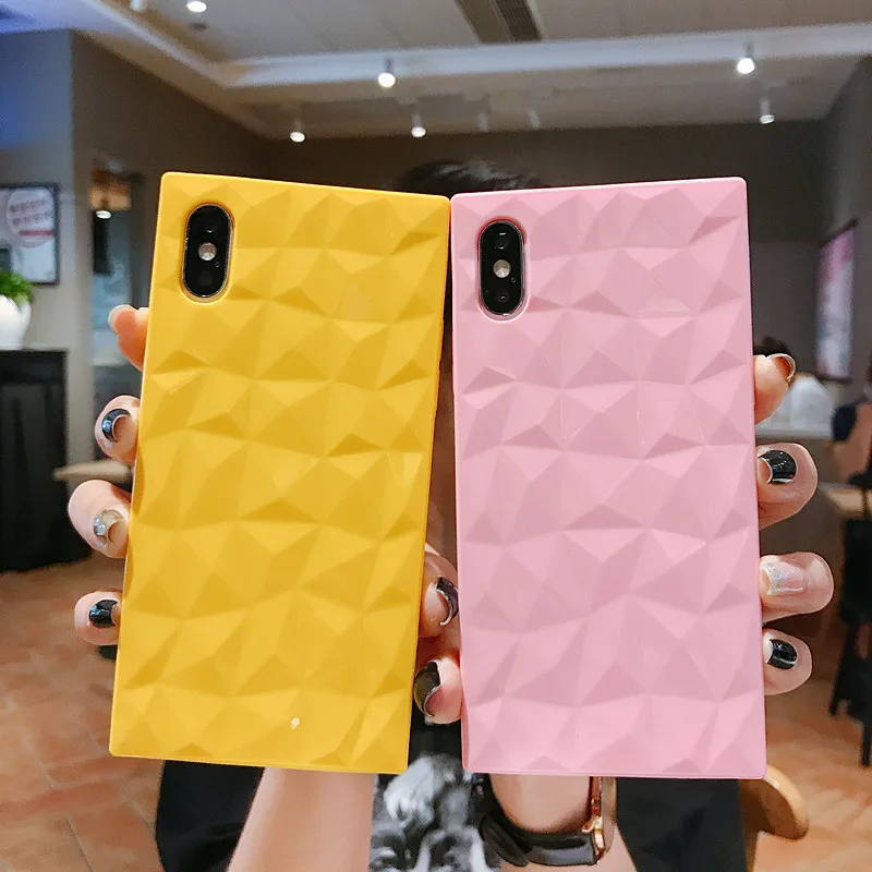 Квадратный чехол для телефона с алмазным рисунком Iphone 8 7 6 6s Plus мягкая задняя