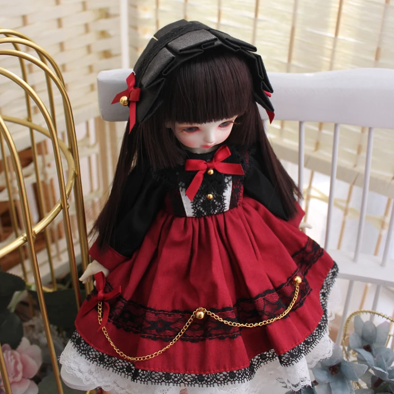 BJD Кукла Одежда Платье 1/6 1/4 1/3 куклы красное платье+ повязка на голову+ платье поддержка для Blyth 1/6 1/4 1/3 BJD кукла аксессуары