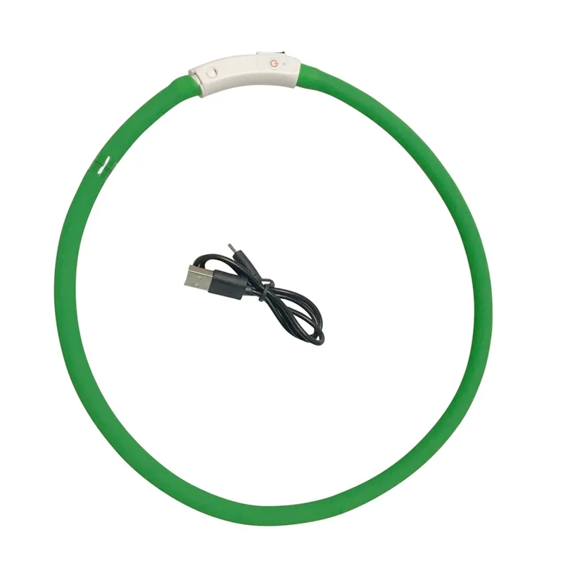 USB Перезаряжаемый безопасный предупреждающий светодиодный ошейник для собаки Регулируемый силиконовый ошейник для изменения размера x - Цвет: Зеленый
