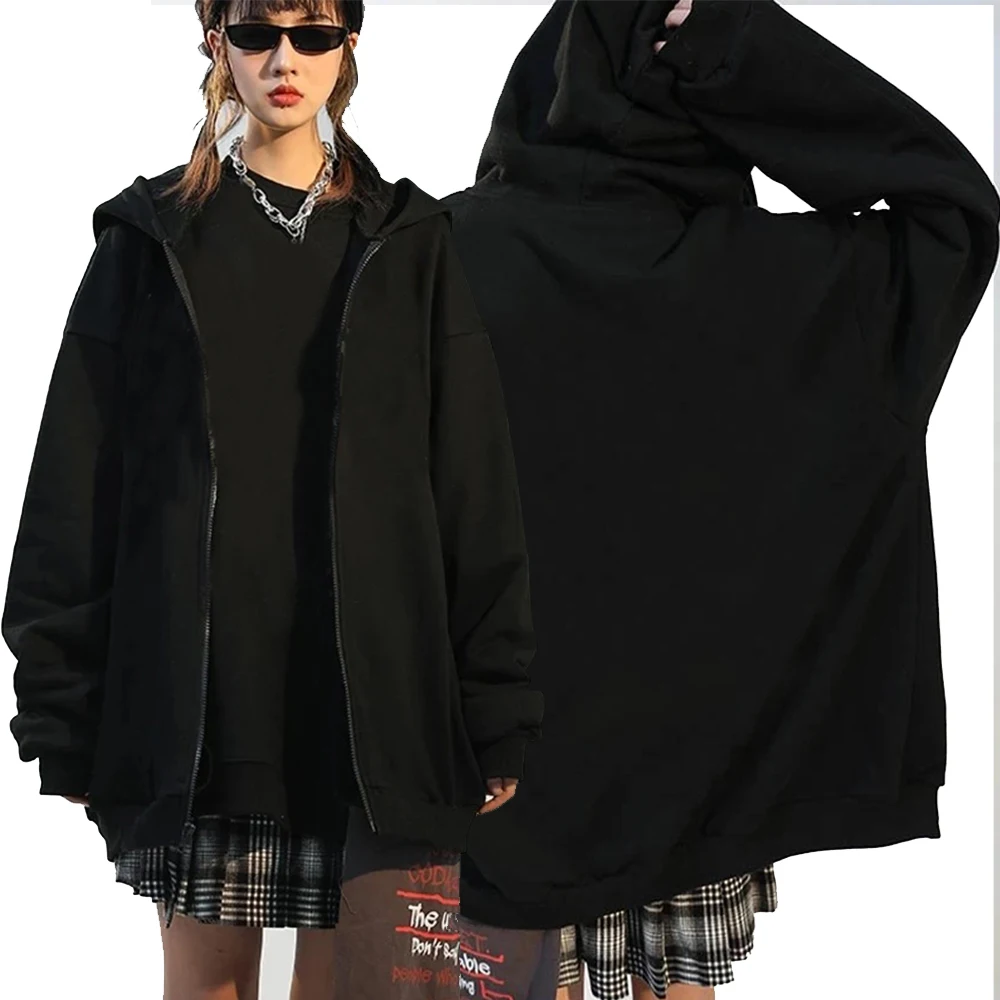 

Harajuku Blank Zipper Hoodies Custom Fleece Cozy Tops Winter Warm Pullover Sweatshirt Unisex
