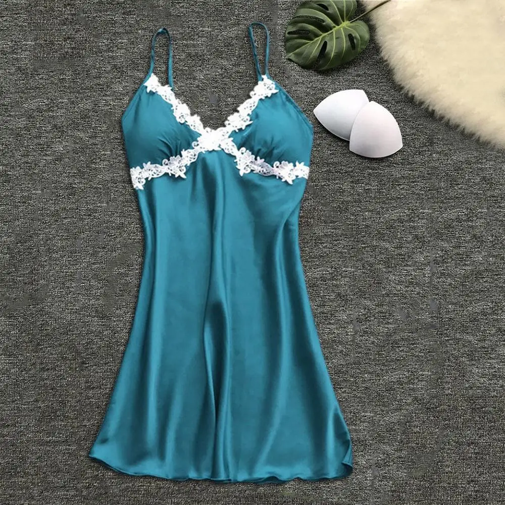 Женская сексуальная ночная рубашка искусственная кожа V-образный вырез женское