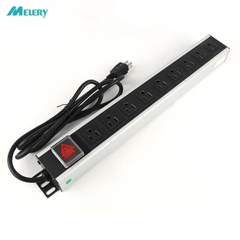 

PDU Power Strip Surge Protector 9 Way US Outlets Switch Overload Protection Network Cabinet Rack Sockets with 2m Extension Cord
