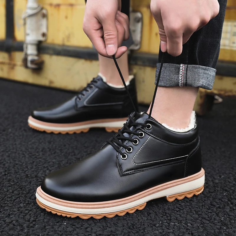 

Serene authentic men's shoes winter new high to help retro men's tooling cotton shoes Martin boots