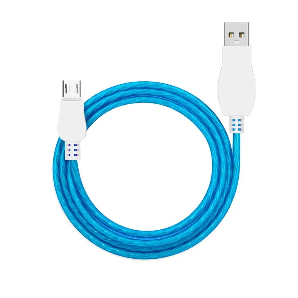 Blue LED Glow Flowing Cable Fast Charging Adapter Micro USB Type C Lighting Cables For iPhone Android tpye c usb c Charger Data Cord - Цвет: Blue