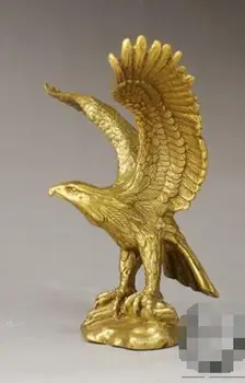 

Chinese FengShui Sculpture Brass Copper Eagle Hawk Tercel Expanded Winged Statue