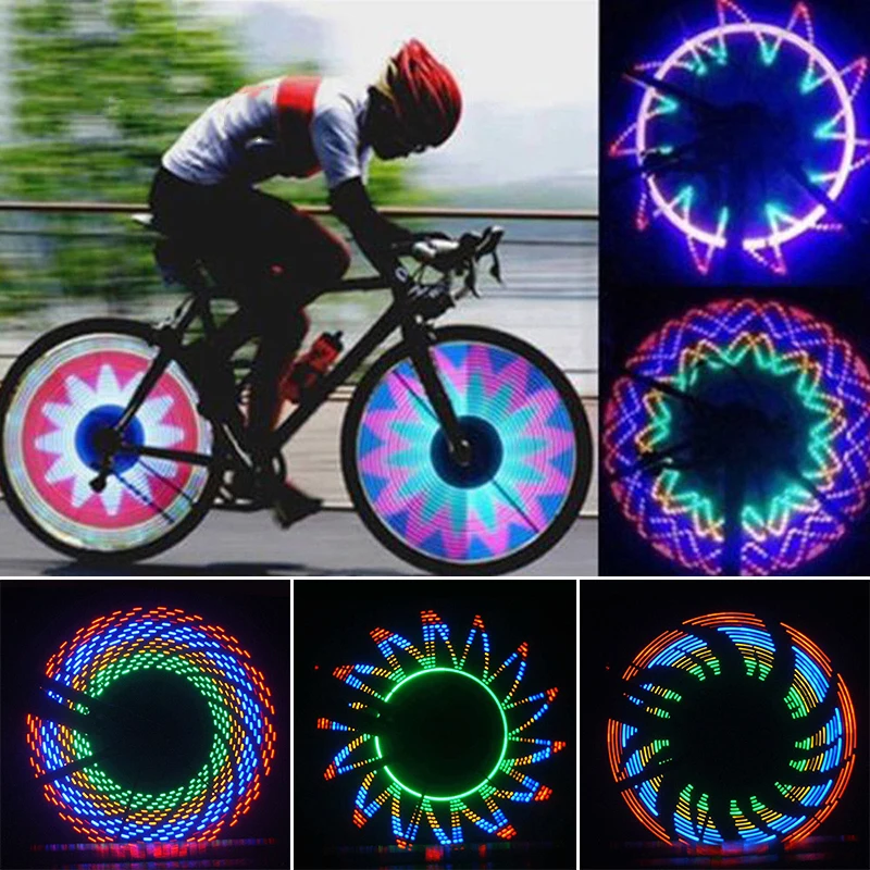 32LED велосипедные фонари спицы двухсторонние части оборудования для верховой езды оснащены датчиком освещенности и датчиком движения